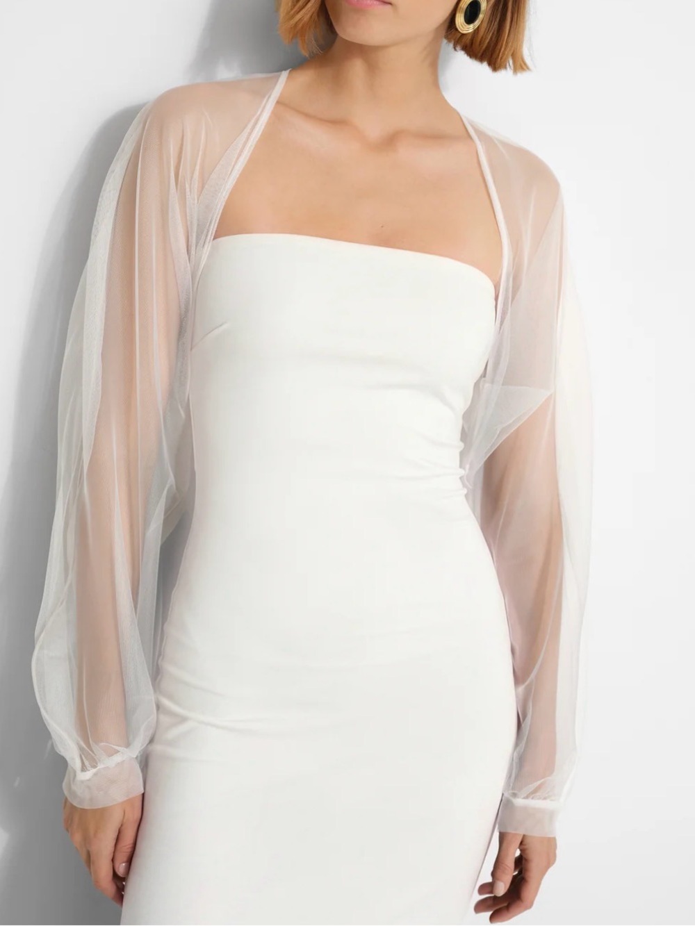 MARELLA Calliope Bolero Sheer White Mesh Shrug